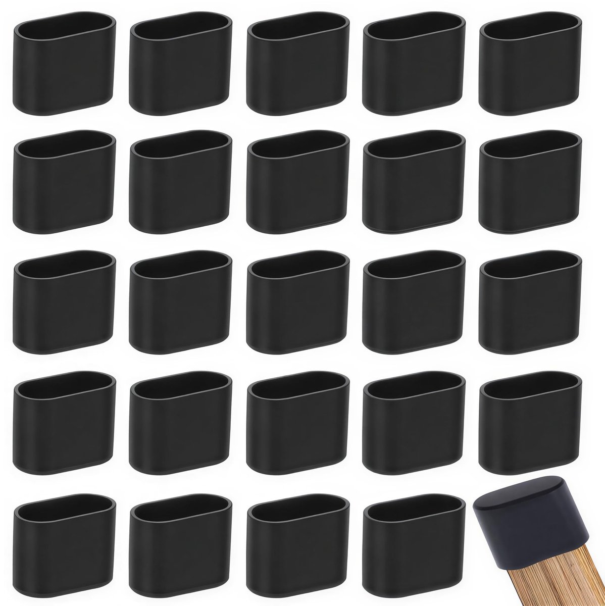Dailygoods- Stoelkappen 24 stuks - Ovale Stoelpootdoppen 20x40 mm - Stoelpootbescherming -