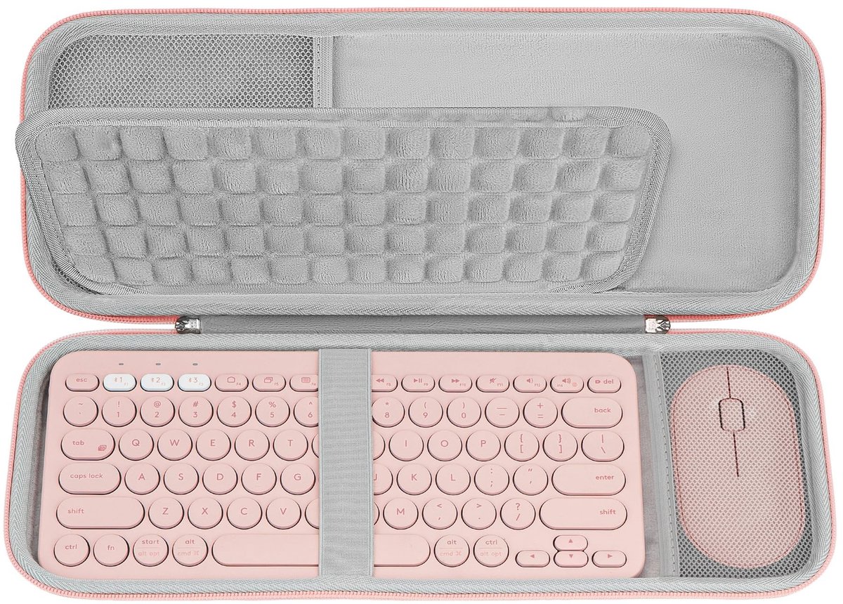 Dailygoods - Hard Reis Etui voor Logitech K380/K380s Keyboard en M350/M350s Muis - Roze