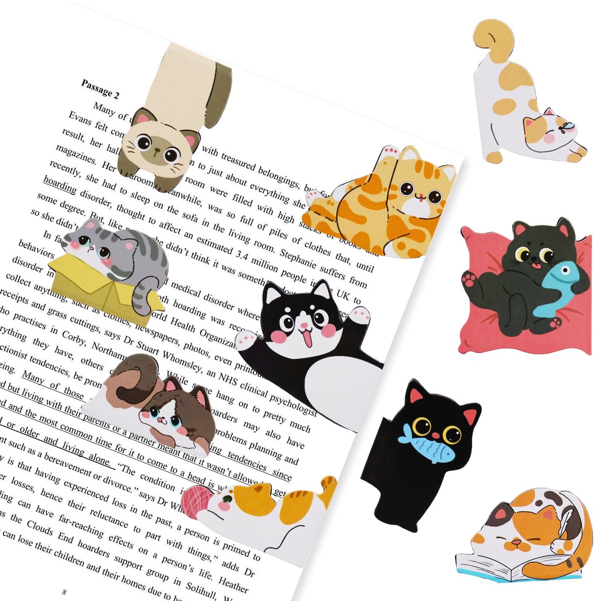 Dailygoods - Cute Cats Magnetische Bladwijzers - Duurzame Boekmarkeringen