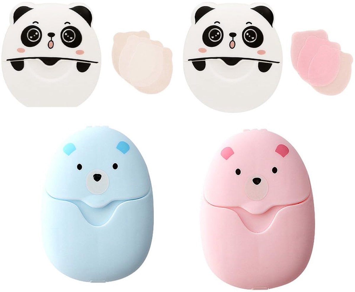 Dailygoods - 4 Doosjes Zeepblaadjes - Draagbare Mini-Zeepstukjes voor Onderweg