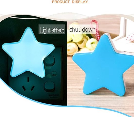 LISM-Kinder LED-nachtlampje in stervorm, automatische gemotoriseerde wandlamp met lichtsensor, Geschikt voor kinderkamers, garages, gangen, trappenhuizen en slaapkamers (blauw). van lism — afbeelding 4
