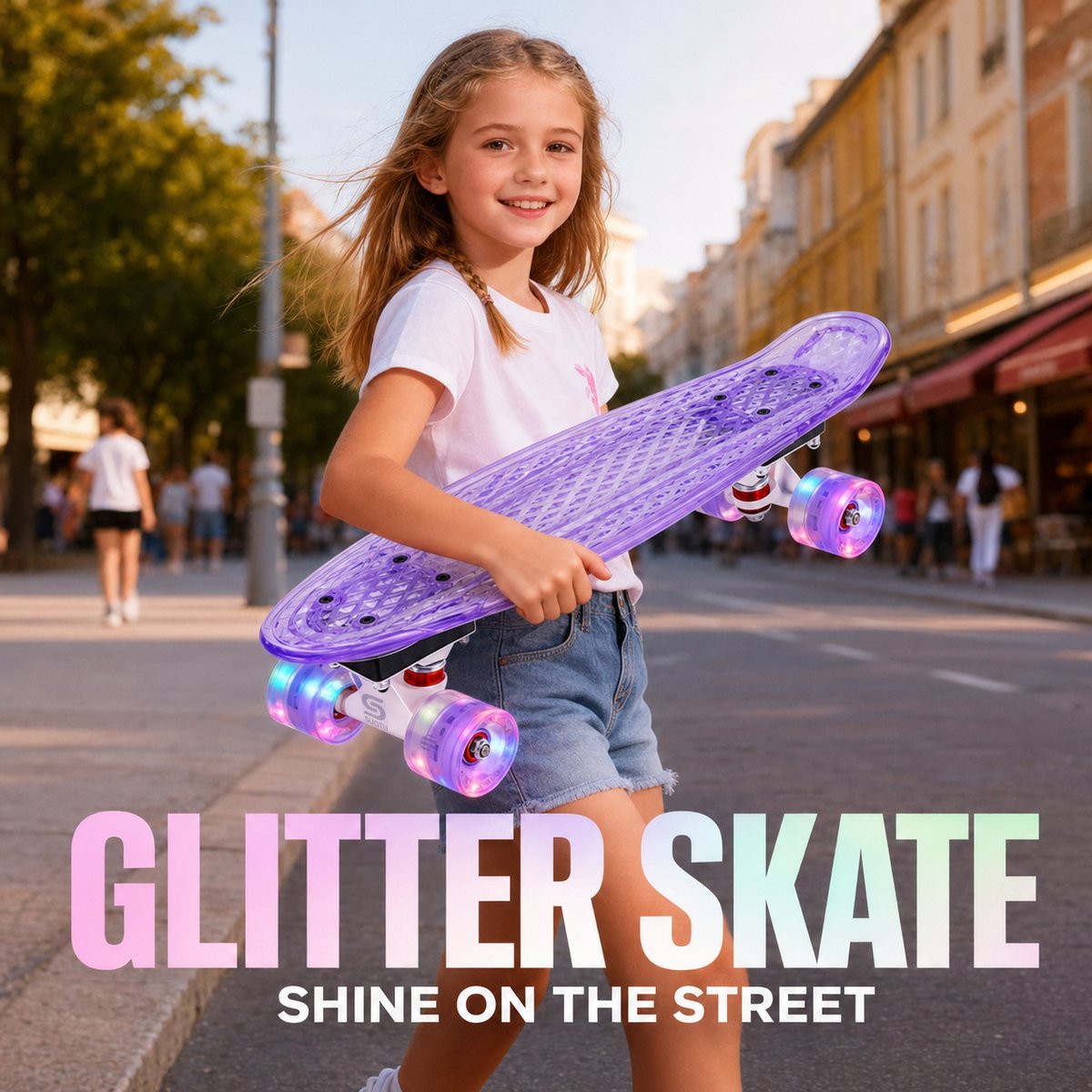 Suotu Skateboard met LED Lichtgevend Dek & Wielen - ABEC-9 - Skateboard Meisjes/jongens – Skateboard Volwassenen - Paars — afbeelding 5
