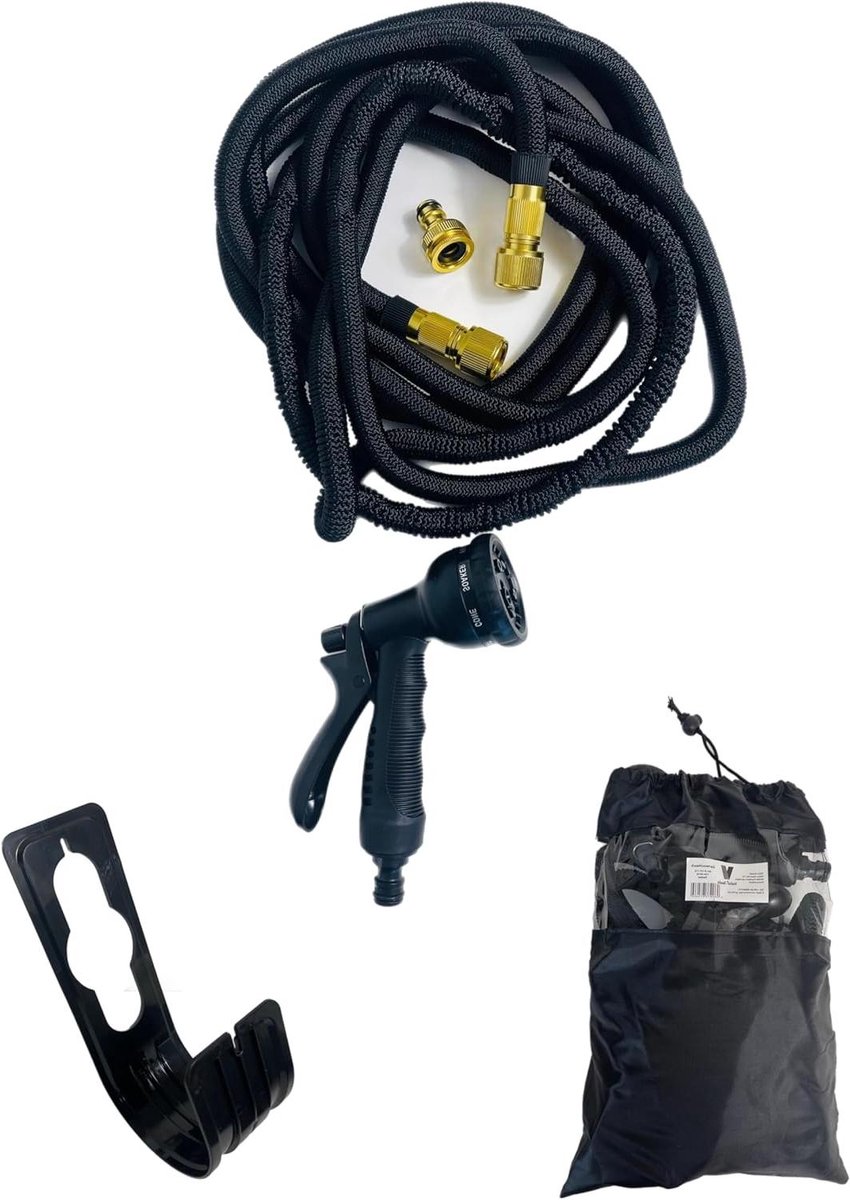 Tuinslang Waterslang - Irrigatieslang Flexibele slang - Tuin Bewateren - UV-bestendig Anti-algen - 30 meter - Zwart