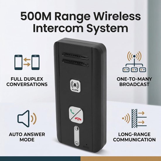 Draadloos Intercomsysteem - Communicatie Systeem - Communicatie Thuis - Full Duplex Gesprekken - 500 meter bereik - Zwart — afbeelding 4