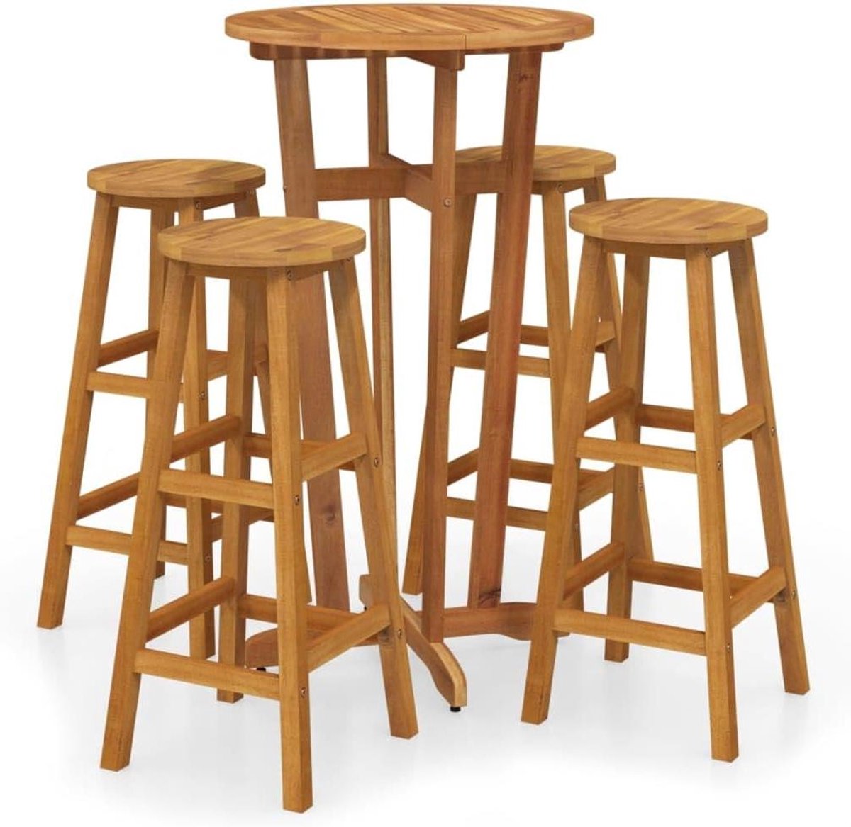 Barset Acaciahout - Tuinmeubelset Buiten - Buiten Ontspannen - Massief Hout - 34 x 34 x 76 cm - Bruin
