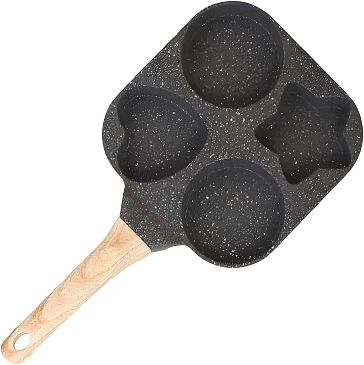 Eierpan met 4 Kopjes Omelet Pan Pannenkoekenpan Ontbijt Koken Ster en Hart Vorm Niet gespecificeerd Zwart