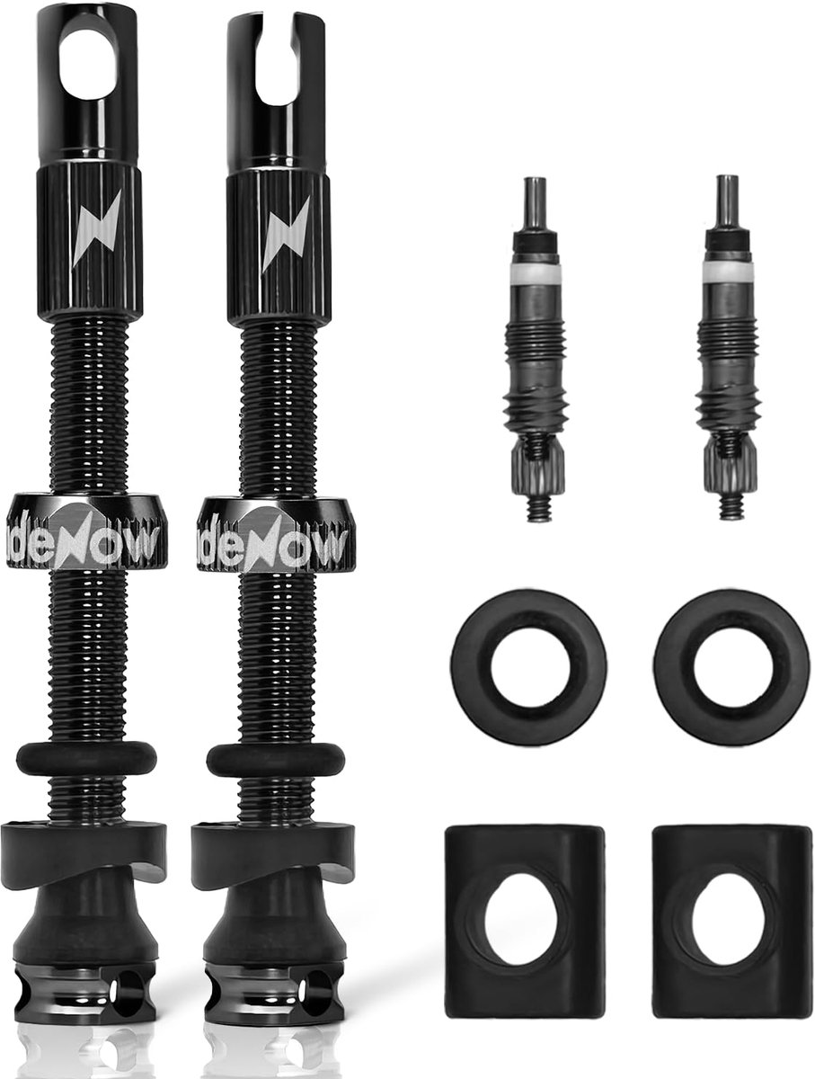 SnelShoppen - 45mm Zwarte Presta Tubeless Ventilen - 2 Stuks Superlicht Aluminium Anti-Leck Ventielen voor Slangloze Banden met Verwijderingsgereedsch