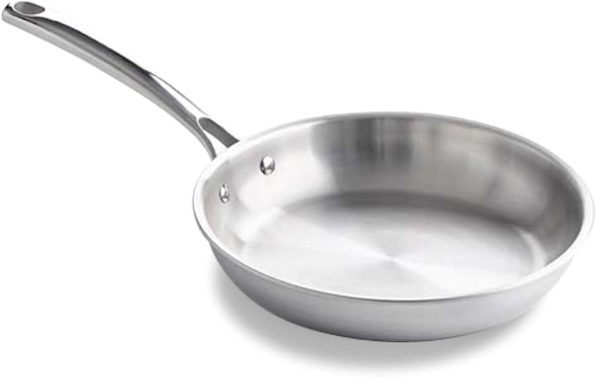 Roestvrijstalen Braadpan - Koekenpan RVS - Aanbraden van vlees - Drielaagse constructie - 28 cm - Zilver