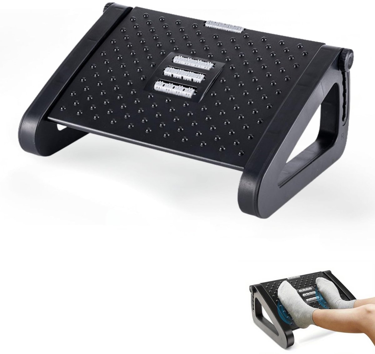 SnelShoppen - Verstelbare Voetensteun Onder Bureau, Ergonomische Antislip Voetensteun met Massagefunctie, Verbetert Houding en Bloedsomloop, Ideaal vo