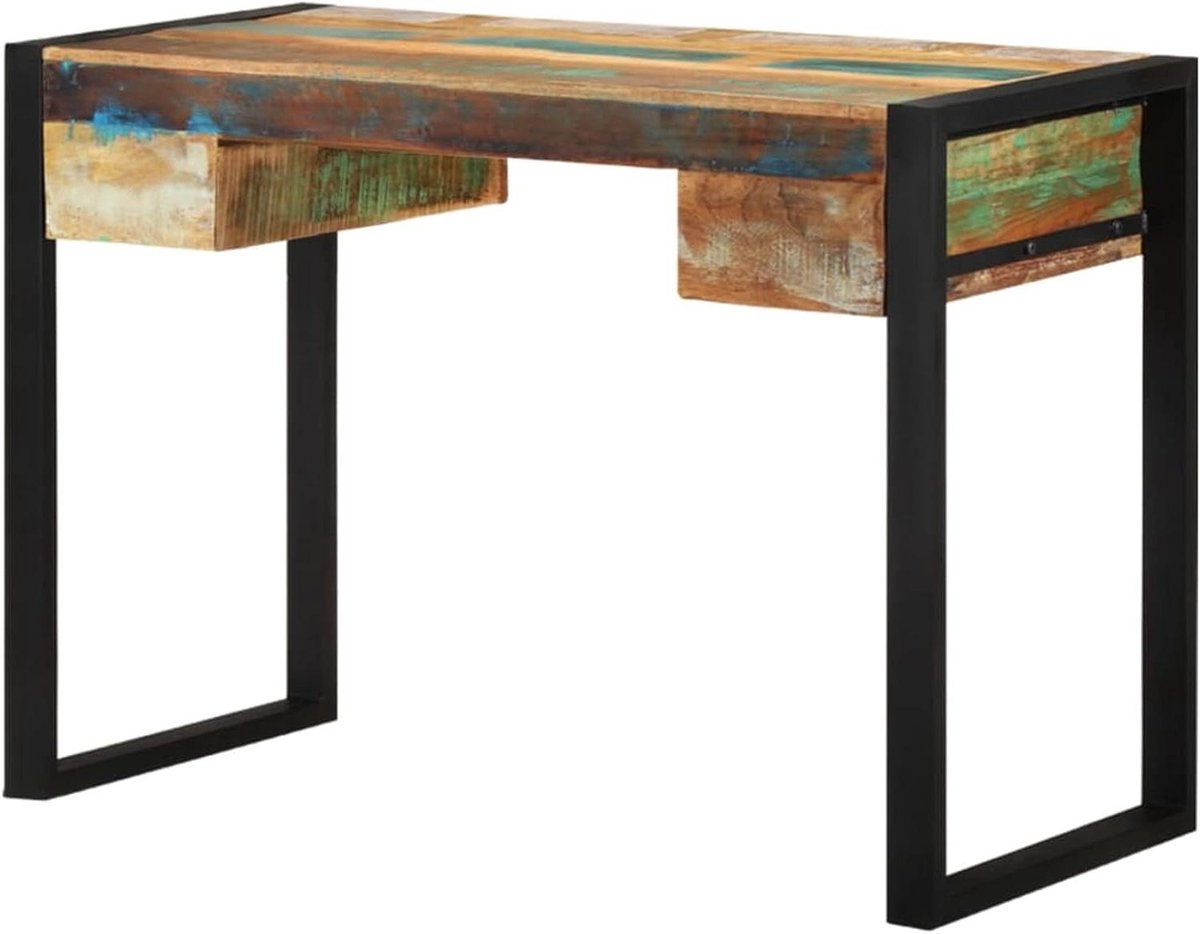 Bureau Hout - Schrijftafel Werktafel - Thuiswerk Organiseren - Gerecycled Massief Hout - 115 x 63 x 17 cm