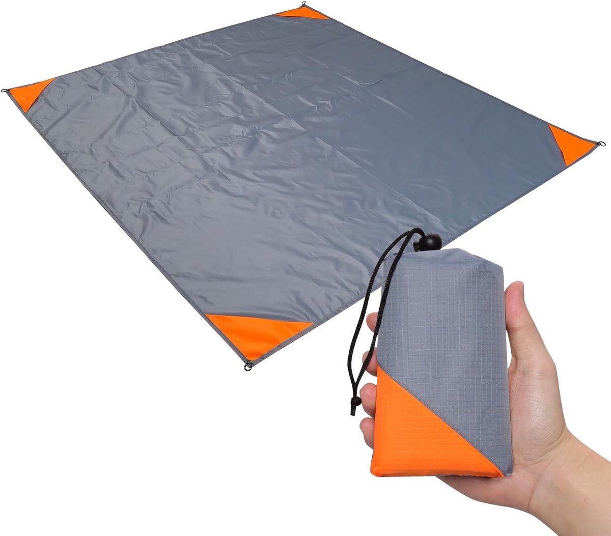 Opvouwbaar Picknickkleed - 200x210cm - Compact Strand en Kampeerkleed - Met Opbergtas voor Wandelen en Buitenrecreatie - Grijs