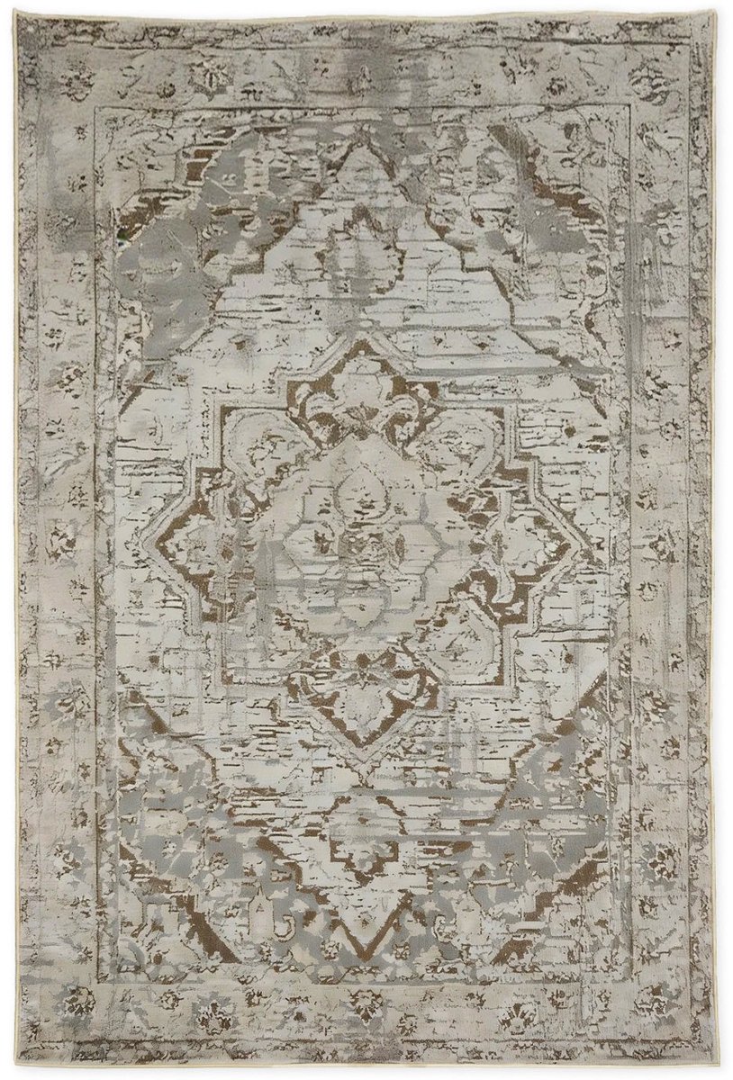 Vloerkleed perzisch 160x230cm beige tapijt laagpolig vloerbedekking