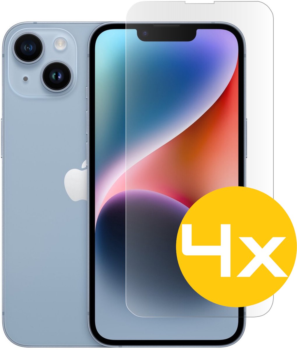 Screenprotector Geschikt Voor iPhone 14 - Glasplaat - Tempered Glass - 4 Stuks