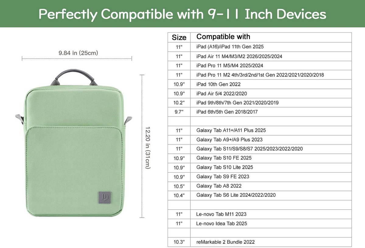 SnelShoppen - Dadanism 9-11 Inch Tablet Sleeve Bag - Draagtas met Schouderband voor iPad 11" A16, 10th Gen 10.9", Air 5/4, Galaxy Tab A9+ Plus - Donke