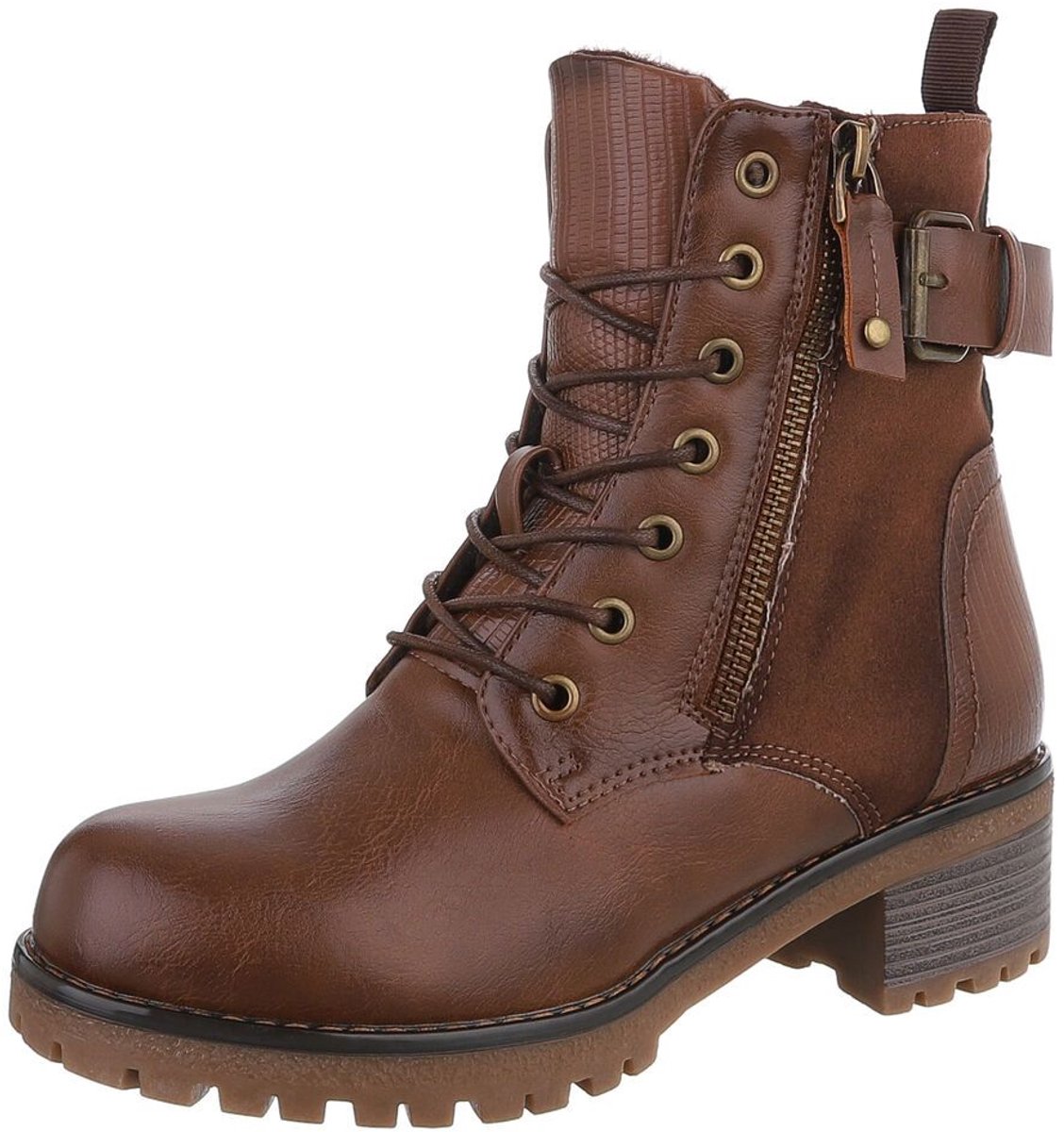 Veterboots - ritssluiting en riemsluiting - dames Mt:37