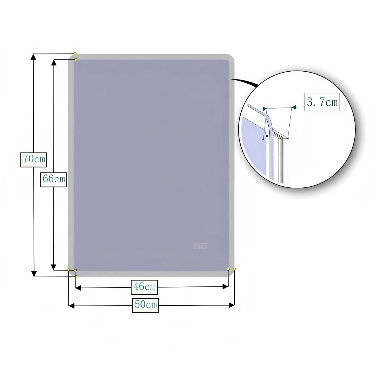 SnelShoppen - 70 × 50 cm Wandmontage Anti Fog Badkamer Spiegel met LED Verlichting, 3 Kleur Dimbare Lichten & Touch Schakelaar | Horizontale/Verticale