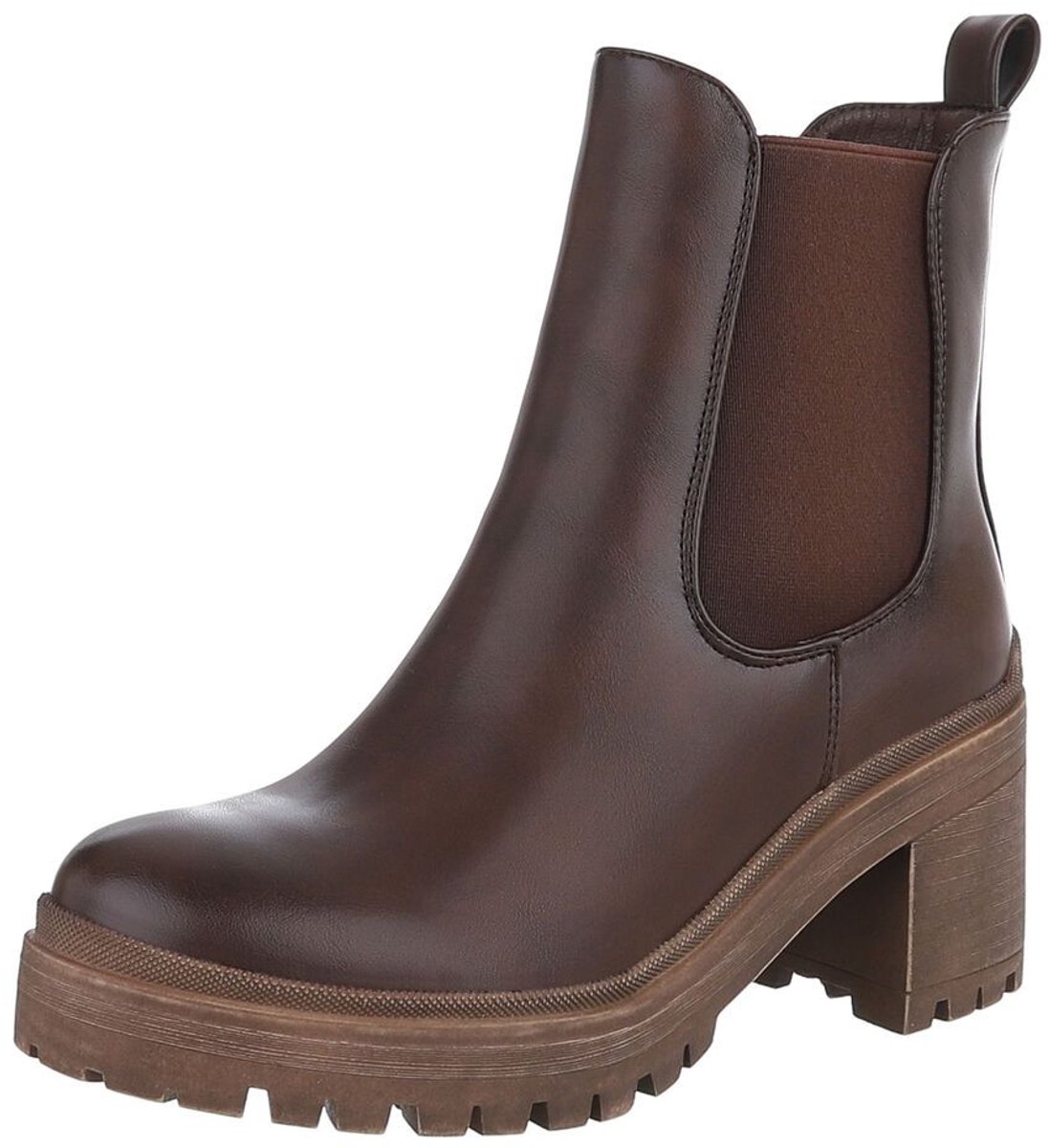 Enkellaars met blokhak en profielzool - dames Mt:36