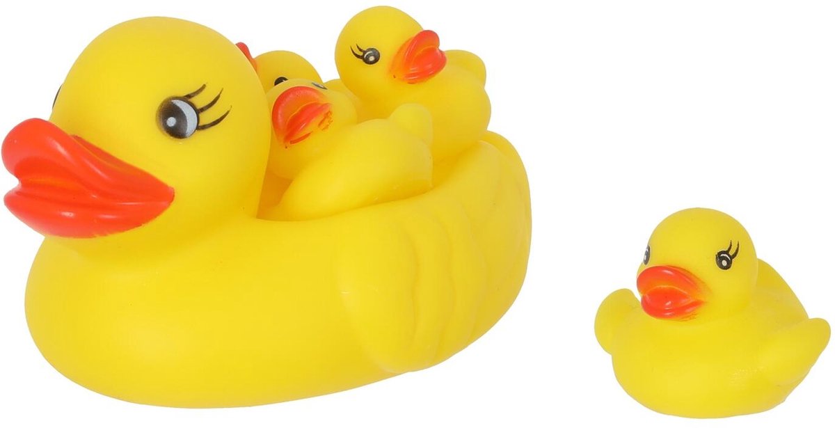 Cepewa badeendjes - set van 4x stuks - geel - moeder met kindjes - badspeelgoed