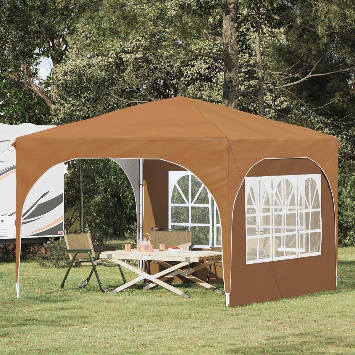 Pop-up Partytent - Feest Tarp - Buiten Evenementen - In Hoogte Verstelbaar - 290x290 cm - Beige