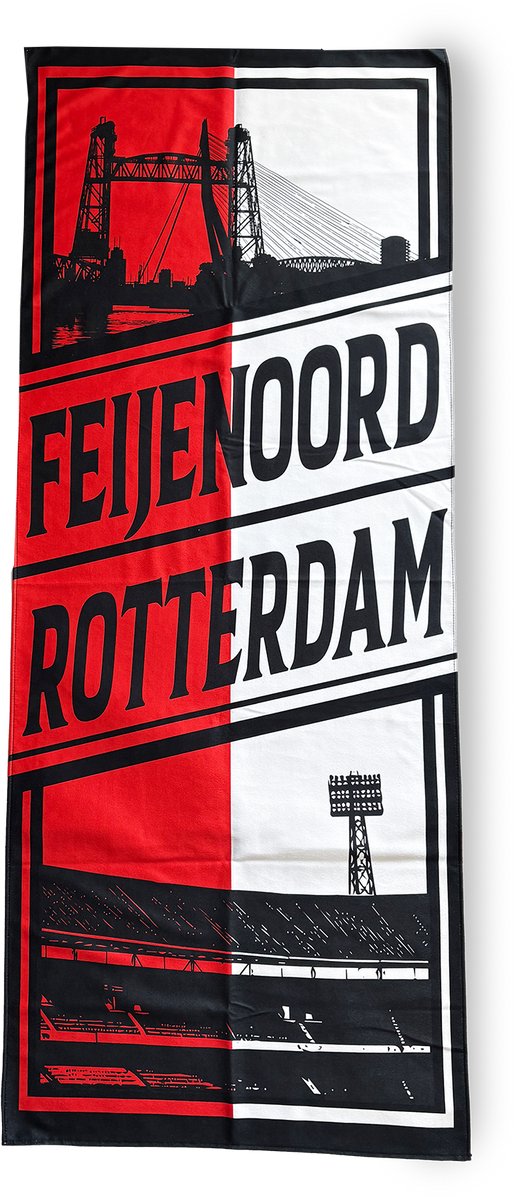 Feijenoord Rotterdam - Strandlaken - Rood/Wit - 180 x 73 cm