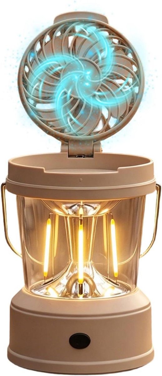 Kampeerlantaarn Ventilator - Kampeerlamp met Ventilator - Buitenactiviteiten - 2-in-1 Ontwerp - 17 x 10 x 10 cm - Enkel attribuut