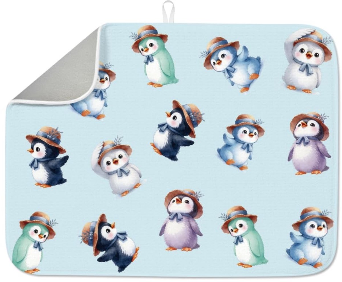 Dailygoods - Cartoon Pinguïn Droogmat voor Aanrecht - 18" x 24"