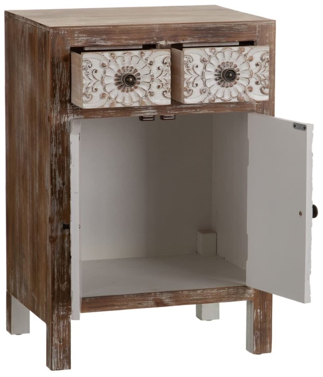 SnelShoppen - Nachtkastje natuurlijk hout wit 45 x 34 x 66 cm - Modern nachttafeltje voor slaapkamer, woonkamer, kids, natuur hout, stijlvol design, m