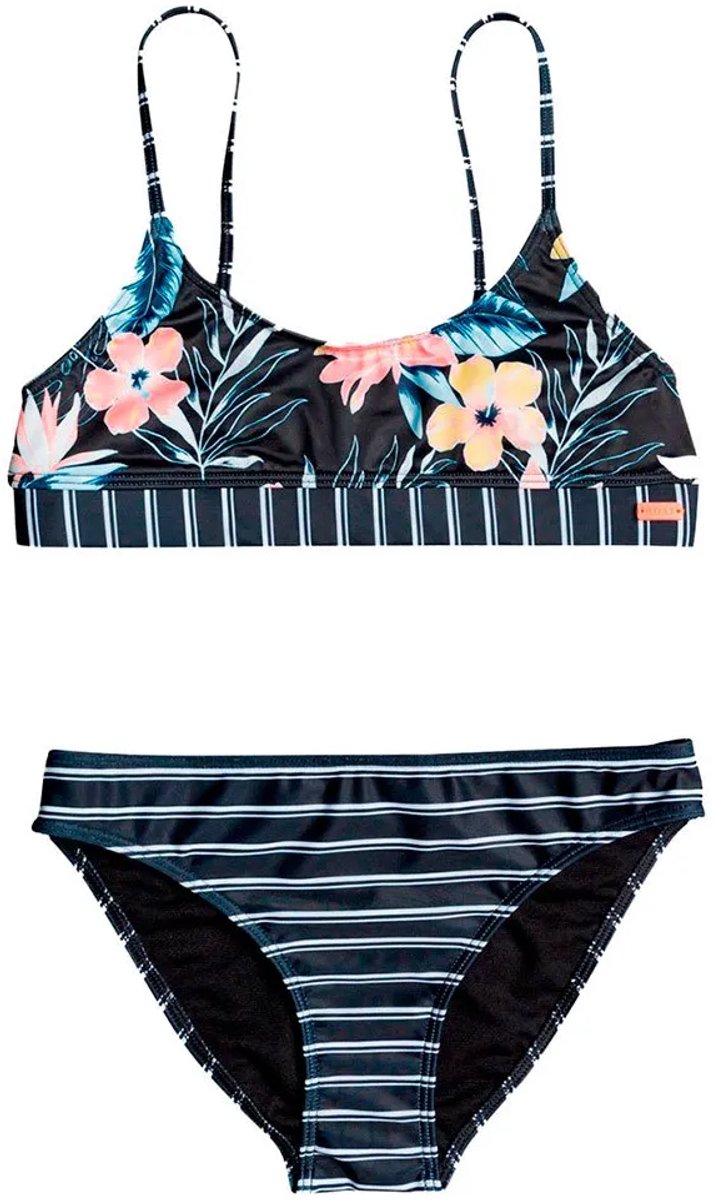 Roxy Flower And Bralette Bikini 12 Years Meisje Antraciet