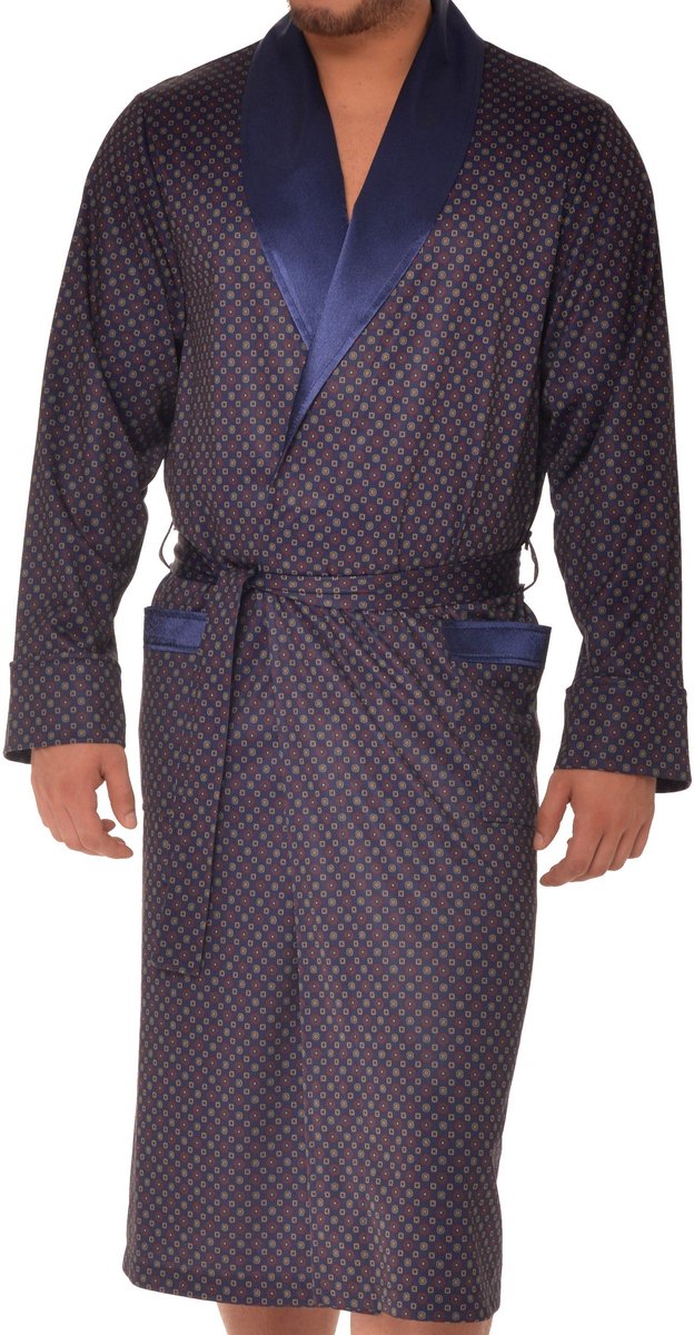 SnelShoppen - Heren Ochtendjas Dun en Licht - Donkerblauw 3XL - Comfortabele Badjas voor Thuis, Zwemmen en Relaxen