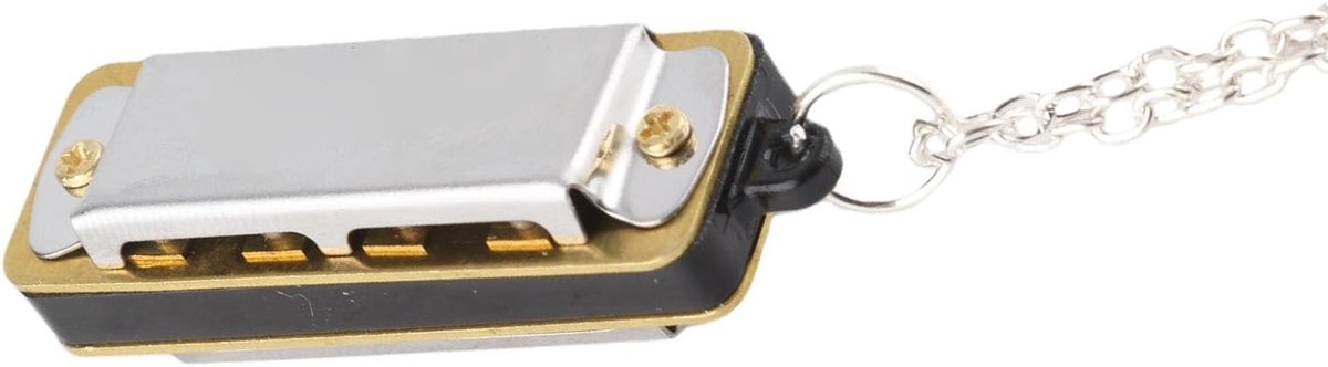 Mondharmonica Ketting - Mini Muziekinstrument Draagbaar - Muziek Maken Leren - Decoratief Ketting Ontwerp - 4 Gaten - Zilver