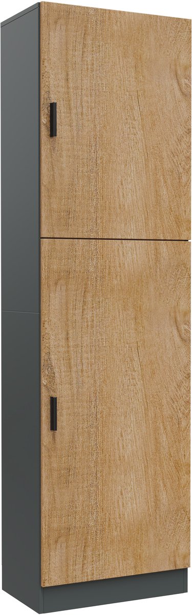 VCM Mehrzweckschrank mit 2 Drehtüren, 52 x 183 x 30 cm, Wohnzimmerschrank, Büroschrank und Aufbewahrungsschrank mit 5 Fächer - Dilos