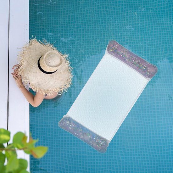 Zwembad Vlotter - Waterhangmat Relaxstoel - Waterplezier Ontspanning - Glitter Effect - 110 x 65 cm - Blauw — afbeelding 2