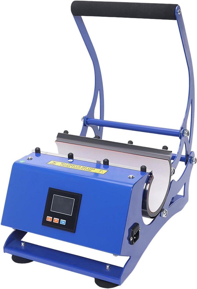 Mokken Persmachine - Hittepers Mokken - Gepersonaliseerde Mokken Maken - 6-in-1 Systeem - 6 Verschillende Maten - Blauw