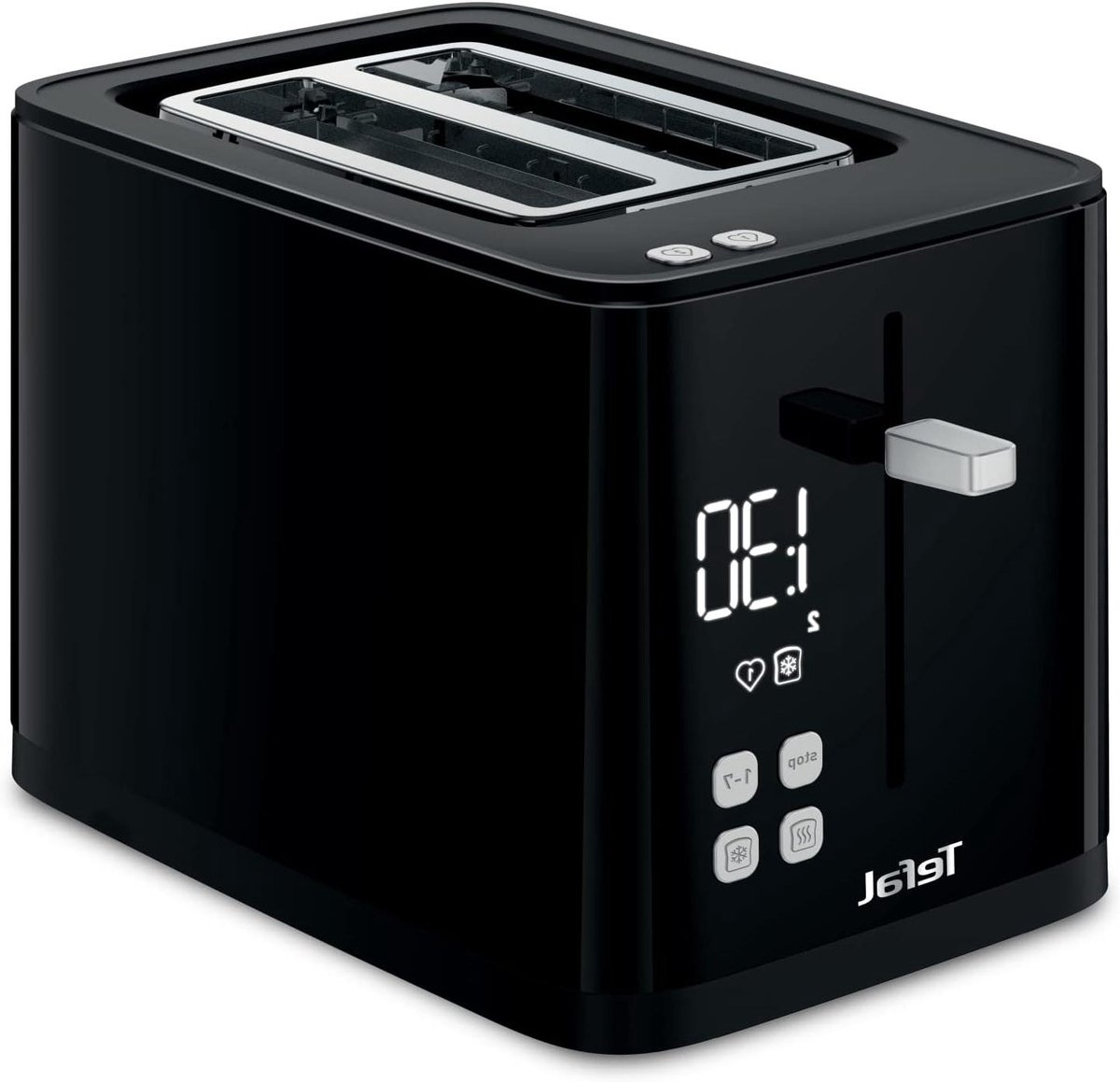 Digitale Broodrooster met Timer Perfect Ontbijt Maken Digitale Countdown Display 2 Sneetjes Zwart