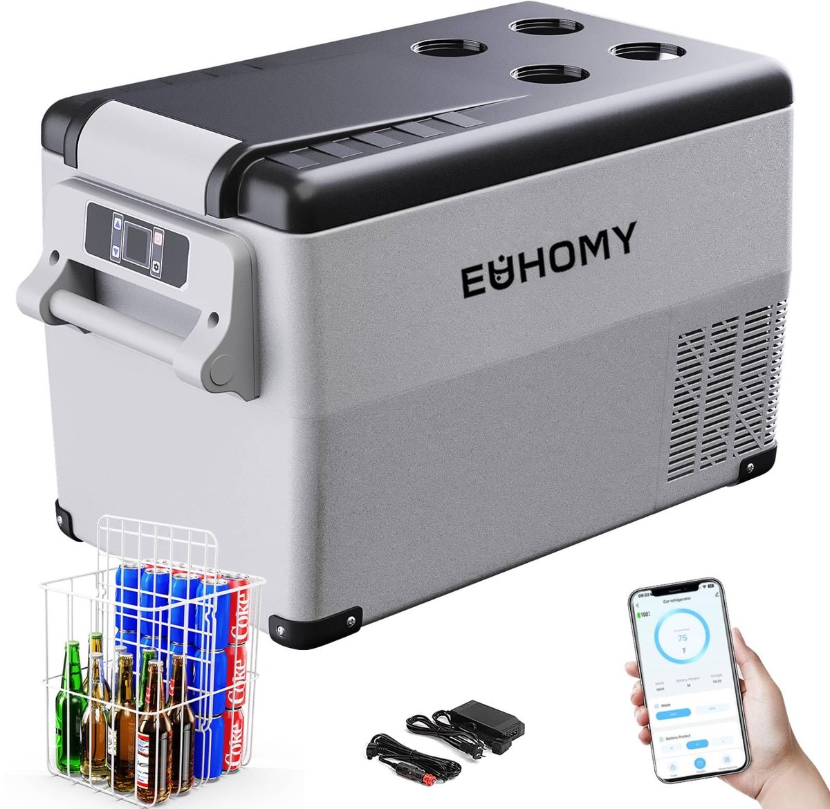 SnelShoppen - Draagbare Compressor-koelbox 30,6L, 12V/24V DC, Koel-Vriescombinatie -20°C tot 20°C met App & LCD Display voor Camping, Auto, Boot