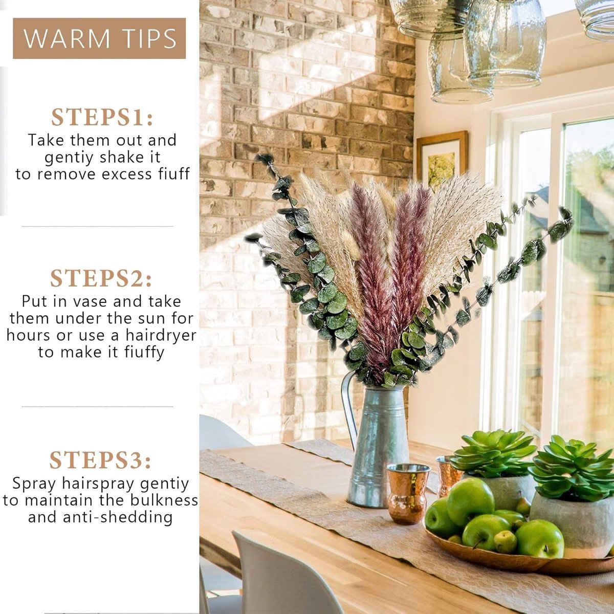 SnelShoppen - Pampas Droogbloemen Boeket - Natuurlijke Decoratie voor Boho Woonkamer, Bruiloft, Slaapkamer en Vazen - Ideaal voor DIY Creaties - LZGSG