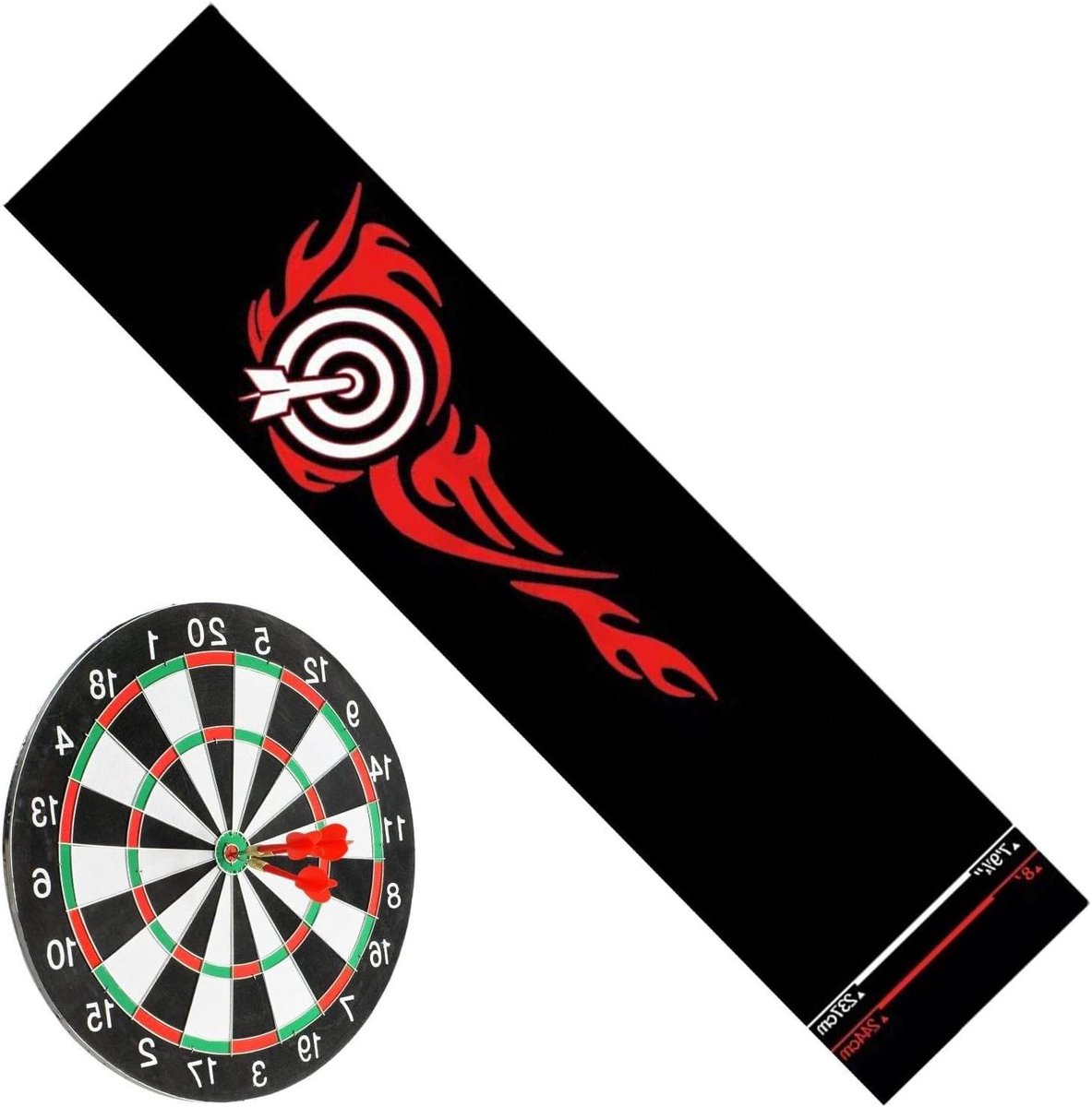 Dartmat met Werplijn - Vloermat Darts - Bescherming Vloer - Antislip Onderlaag - 300 cm Lengte - Rood