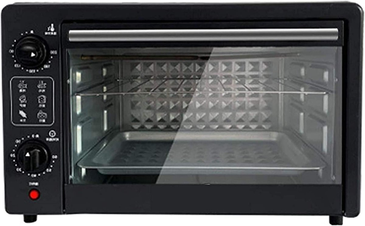 Mini Oven Elektrische Oven Koken en Bakken Dubbele Buizen Verwarming 22 Liter Zwart