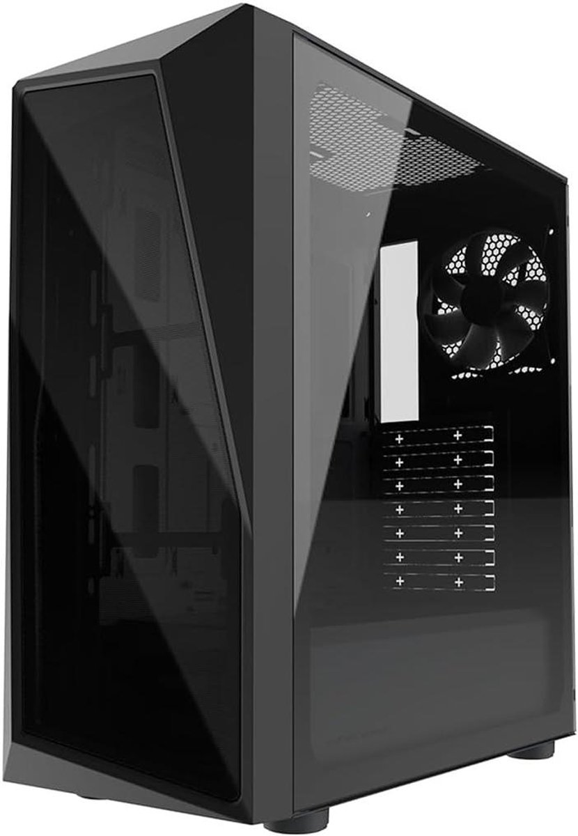 Midi Tower Behuizing - PC Case - Computer Bouwen - Gehard Glas Zijkant - Midi-tower - Zwart