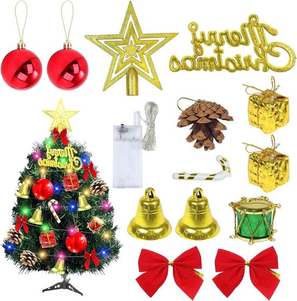 Kerstballen Geschenkdozen LED-kerstboom Hangversiering - 13 Stuks. Kerstboomdecoratie - Mini Kerstboomdecoratie - Woondecoratie.