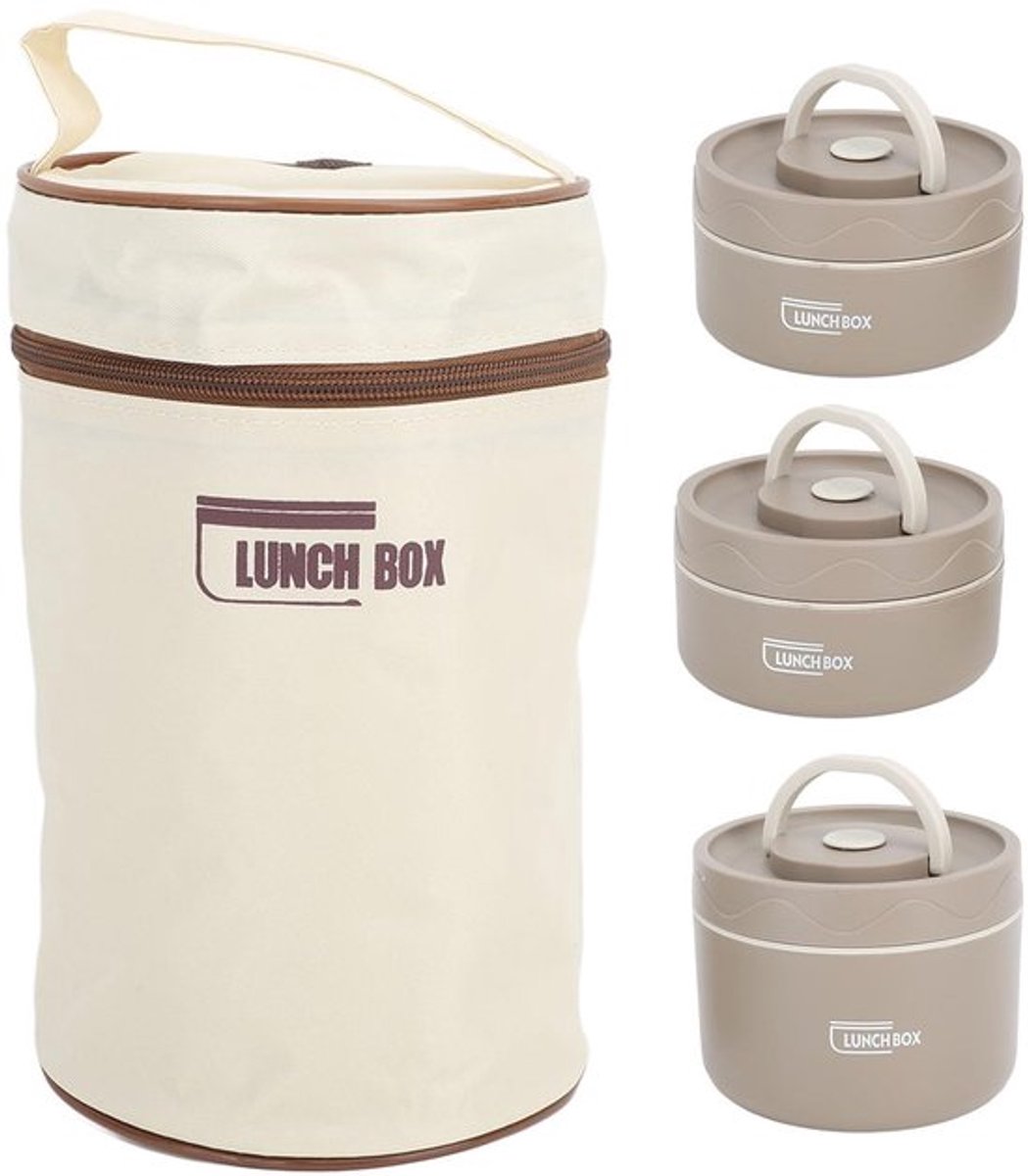 Lunchbox Thermisch Geïsoleerd - Voedselcontainer Roestvrij Staal - Draagbare Afdichtende Box - Opbergtas - Professioneel Ontwerp