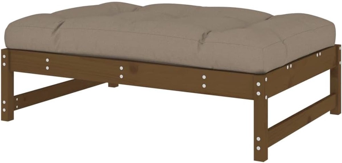 Tuinvoetenbank - Voetenbankje poef - Buiten Ontspannen - Massief Grenenhout - 120x80 cm - Honingbruin