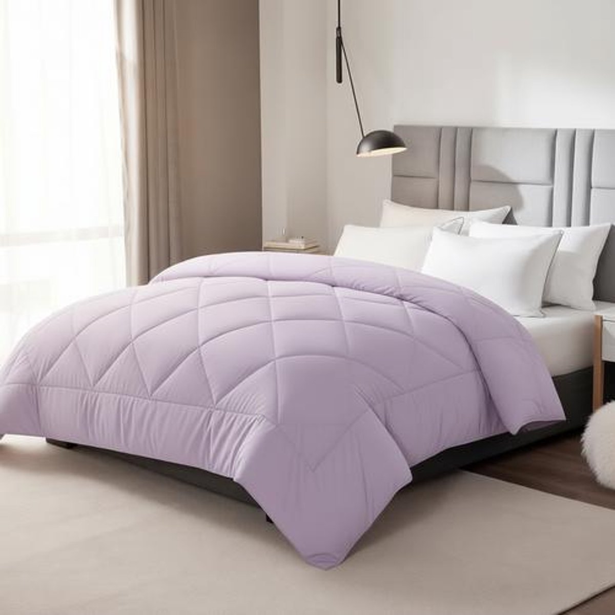 Arvion 4-seizoenendekbed 200x200 cm - Synthetisch microvezel - Lila - Dekbed voor herfst en winter