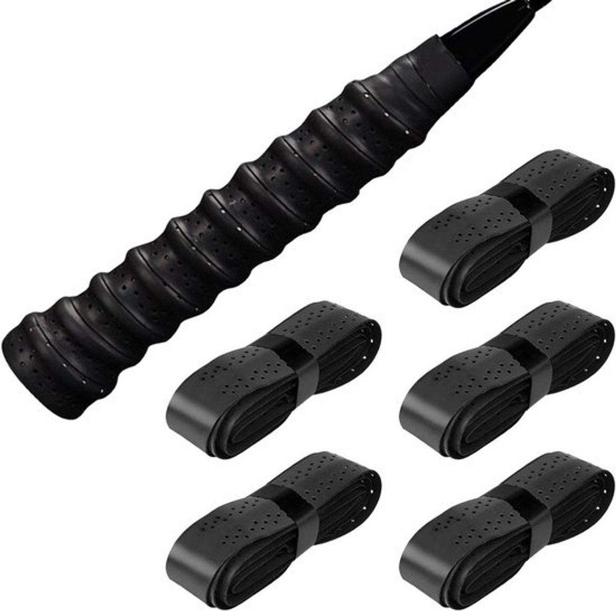 Gripband set voor tennis- en badmintonrackets - 5 stuks - Antislip en ademend - Zelfklevende wrap voor optimale grip - Voor tennis, badminton, squash