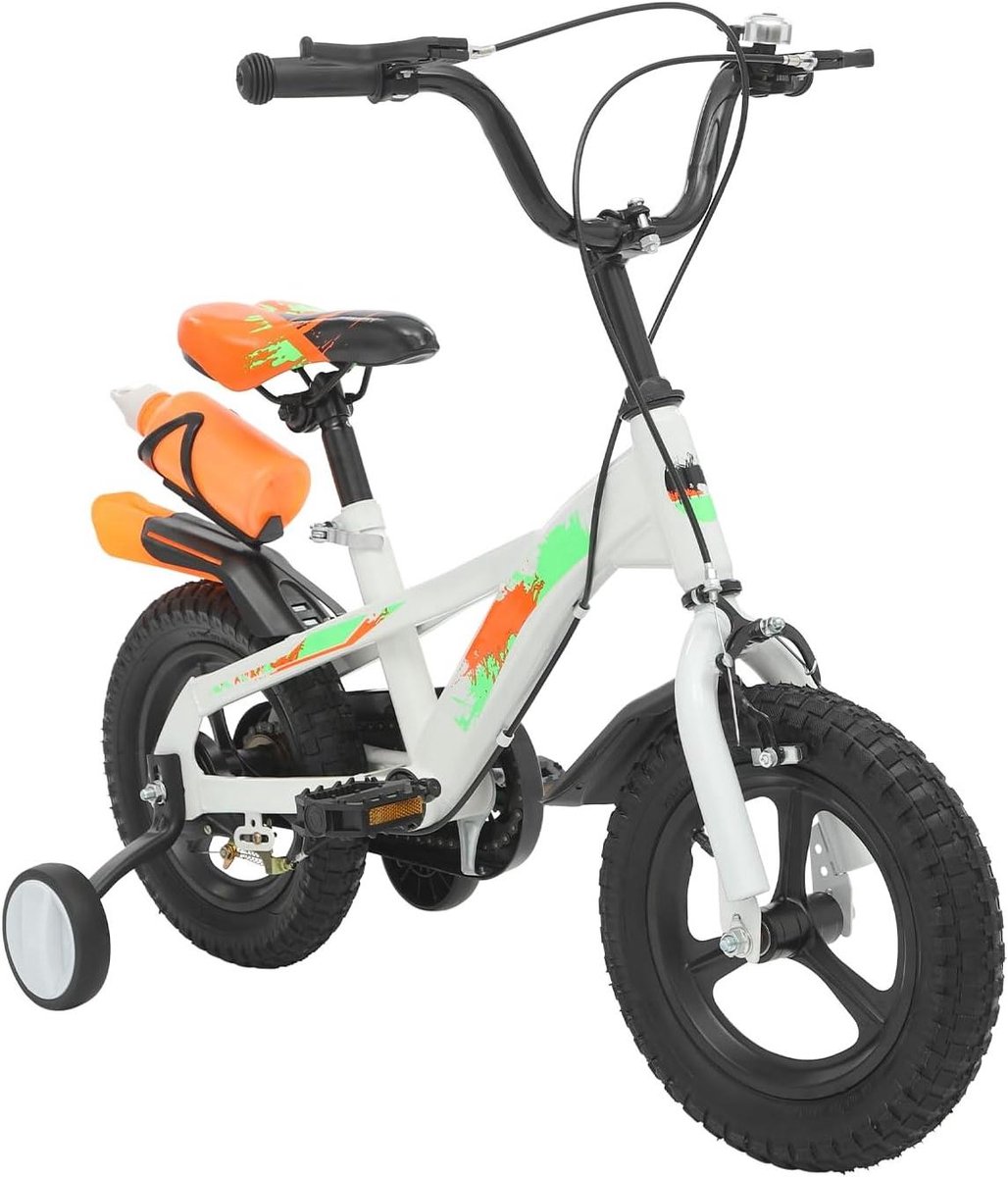 Kinderfiets Loopfiets Leren Fietsen Afneembare Steunwielen 12 inch Wit