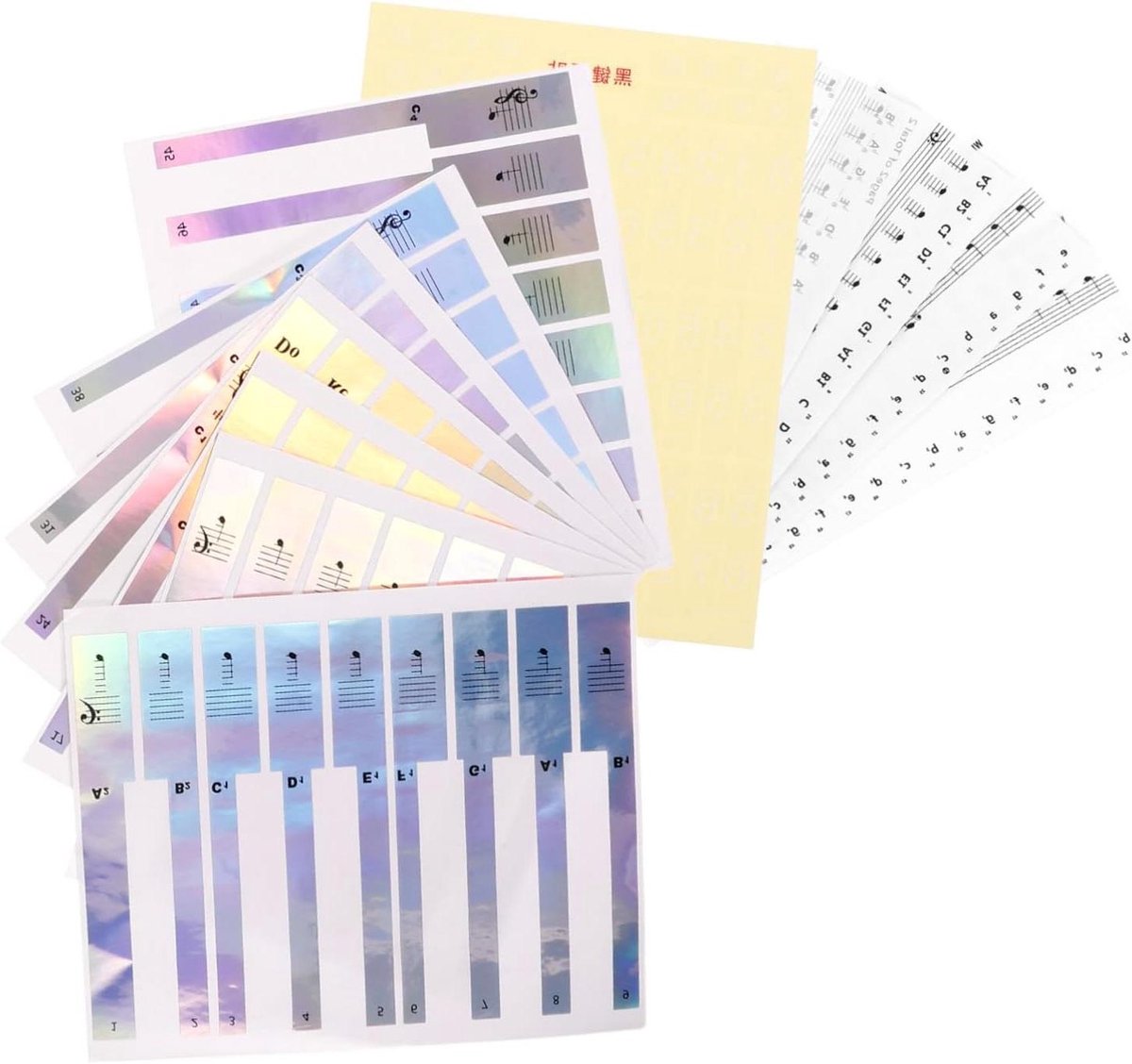 Pianostickers - Toetsenbord Notities Sticker - Piano Leren - Geen Lijmresten - 17 x 14 cm - Wit