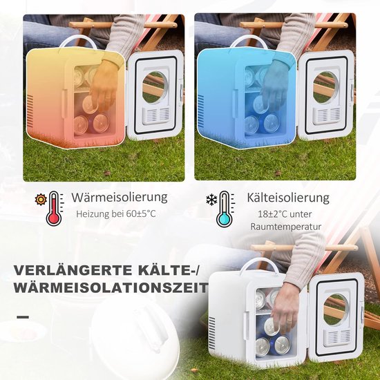 Draagbare Koelkast - Minikoelkast Reiskoelkast - Dranken Koelen - Koel- en Warmtefunctie - 4L 258 cm - Wit — afbeelding 2