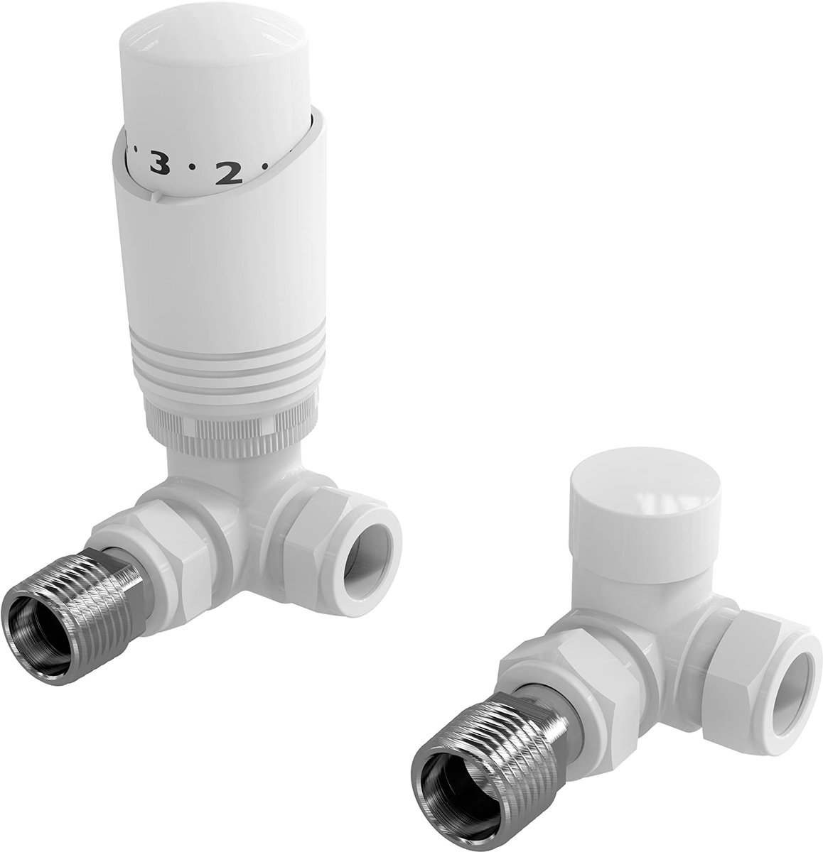 Dailygoods- Radiatorklep Hoge Kwaliteit - Thermostatische Klep - Temperatuurregeling 7-32°C - Duurzame Poedercoating - Twin Pack - Geschikt voor 15 mm Buismaat - Thermostaat