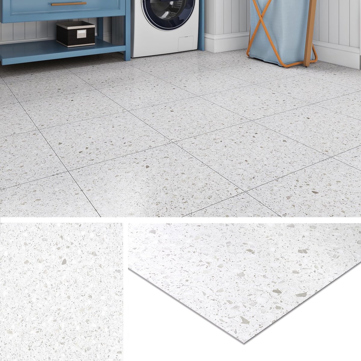 Dailygoods - Zelfklevende Terrazzo Vinylvloer voor Badkamer en Keuken - Lichtgrijs 30x30CM