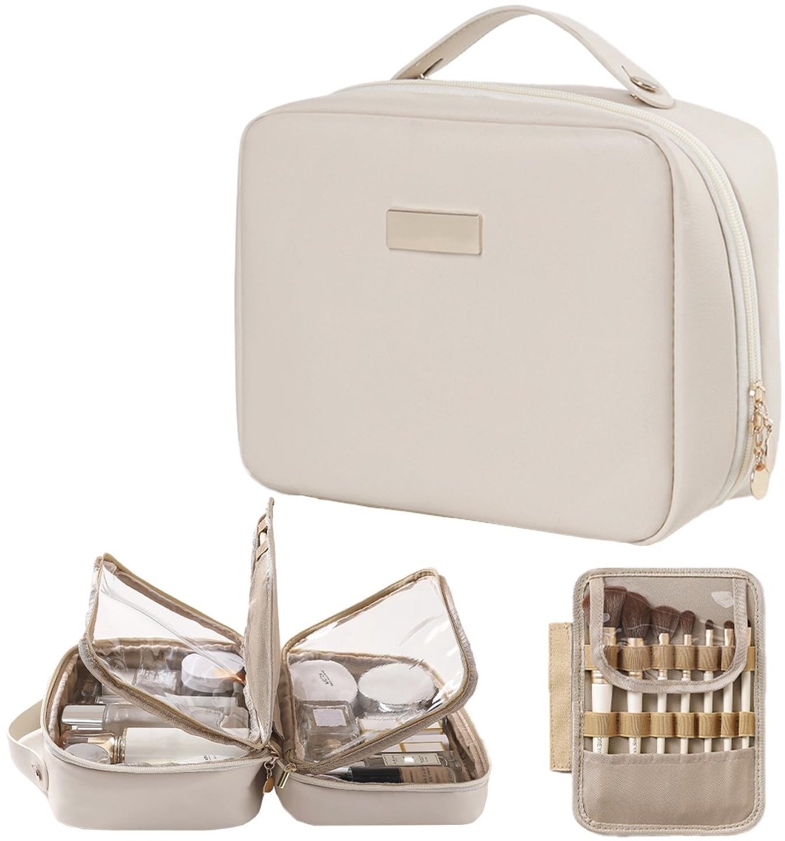 Dailygoods - Cosmetica Tas - Dubbele Laag - Wit